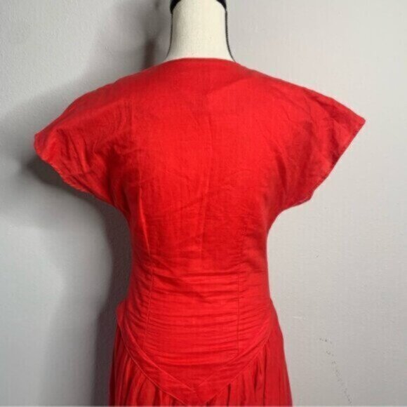 Allegra Red Vintage Midi/Maxi Cap Sleeve Dress - Picture 12 of 15